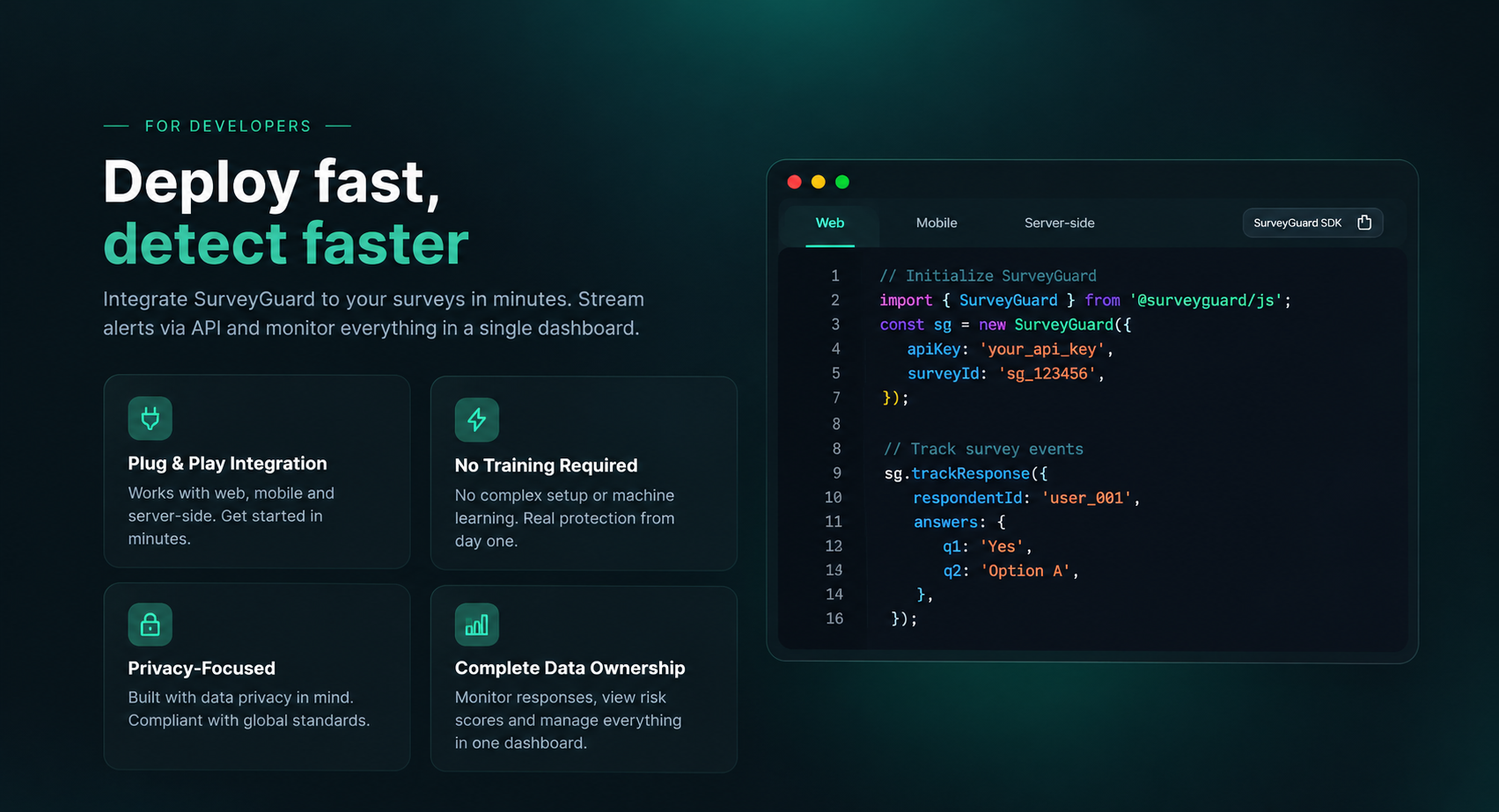 SurveyGuard SDK code example